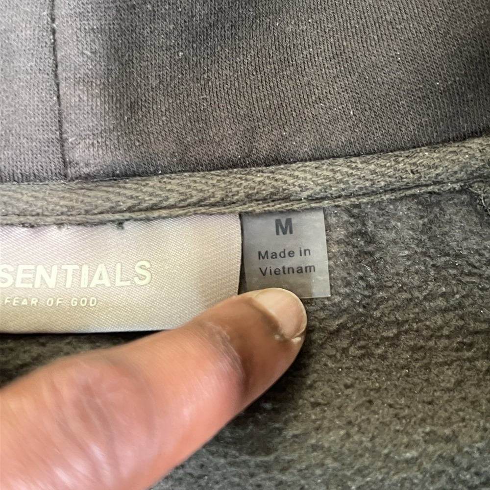 Fear of God ESSENTIALS Full Zip Up Hoodie Dark Olive Grey Size Medium - Picture 8 of 10